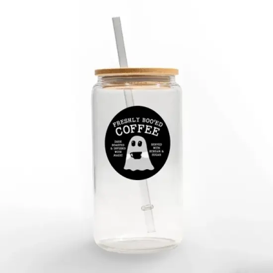 Creative Products Freshly Boo'ed Coffee 16 oz. Glass Can Cup image {1}