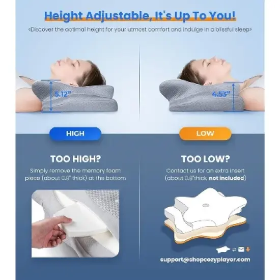 Maison Products Ultra Pain Relief Cooling Pillow, Adjustable Cervical Pillow, Ergonomic Contour Memory Foam Pillows, Orthopedic Bed Pillow image {5}