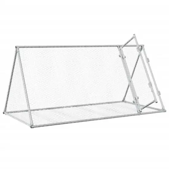 vidaXL Rabbit Hutch Animal Enclosure Bunny House Silver Galvanized Steel - 78.7" x 41.3" x 35.8" image {3}