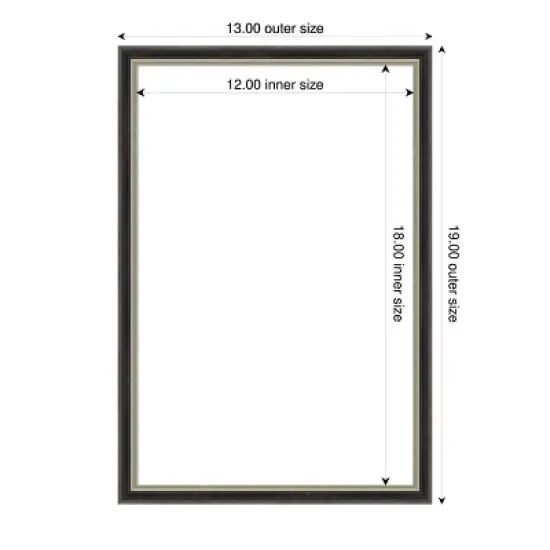Amanti Art Theo Black Silver Narrow Framed Dry Erase Magnetic Board image {4}