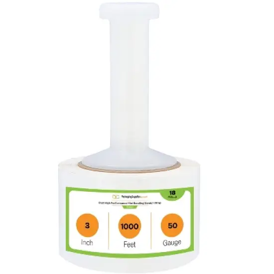 PSBM Mini Stretch Wrap Shrink Film, 18 Rolls, 3" x 1000 Ft. Roll with Plastic Handle image {1}