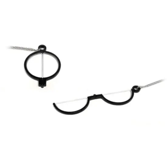 Calabria 2945R Monocle Fold Reading Glasses&Silver Chain Necklace image {2}