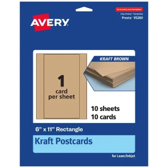 Avery Printable Rectangle Postcards, 6" x 11", Kraft Brown Cardstock, Laser/Inkjet Cards, 10 Total image {8}