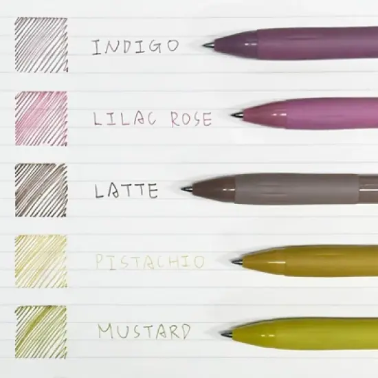 Wrapables Multi-Color Retractable Gel Pen Set (5 pack), 0.5mm Fine Point, for Writing, Journaling, Drawing, Home and Office, Spring Neutral image {3}