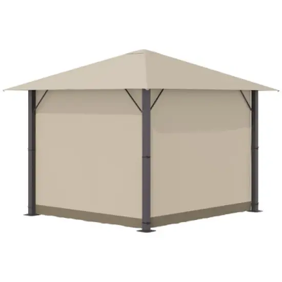Outsunny Patio Gazebo Outdoor Canopy Shelter with Sidewalls, Vented Roof, Aluminum Frame for Garden, Lawn, Backyard and Deck image {3}