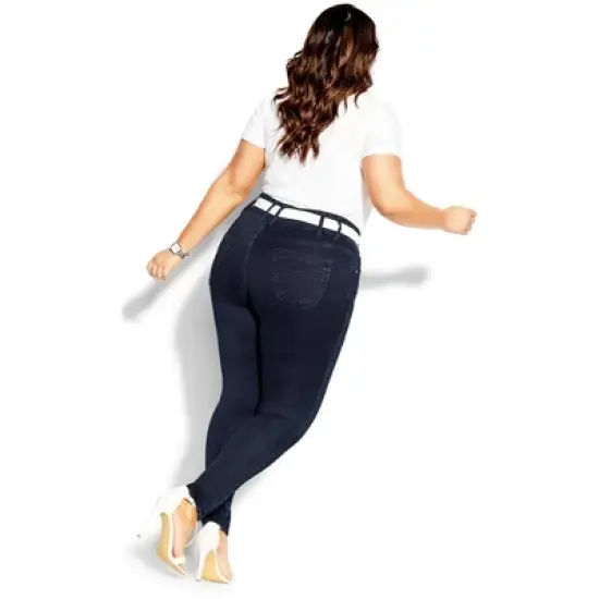Women's Plus Size Harley Regular Skinny Jean - dark denim | CITY CHIC image {2}
