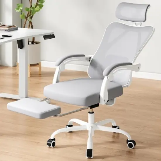 GlasFlength Task and Office Chairs with Support Armrest，Ergonomic, Adjustable，Computer Chair and Gaming Chair, Gray, 24"*24.8"*45.3" image {3}