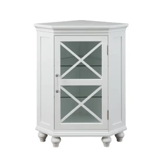 Ridge Corner Floor Cabinet with Glass Door White - Teamson Home image {1}