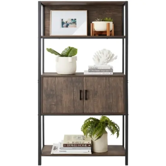 Best Choice Products Storage Bookshelf for Living Room, Walkway w/ Enclosed Cabinet, Elevated Design image {7}