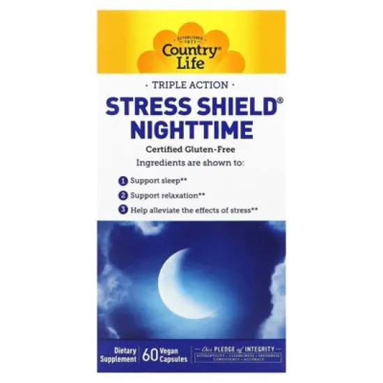 Country Life Stress Shield Nighttime, Triple Action, 60 Vegan Capsules image {4}