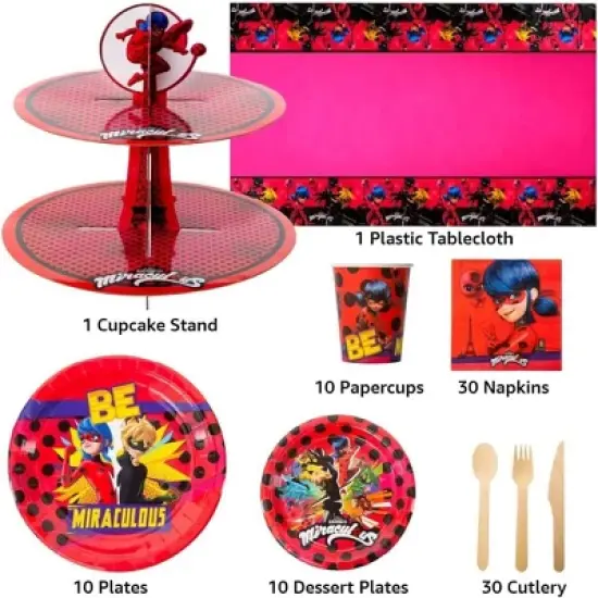 Miraculous Ladybug Party in a Box Kit - Celebration, Birthday Party, Toddlers - Cat Noir - Party Supplies - Officially Licensed (Complete Kit) image {4}