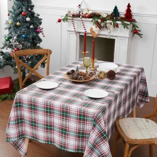Avanti Linens Holiday Plaid 60" x 144" Tablecloth image {1}