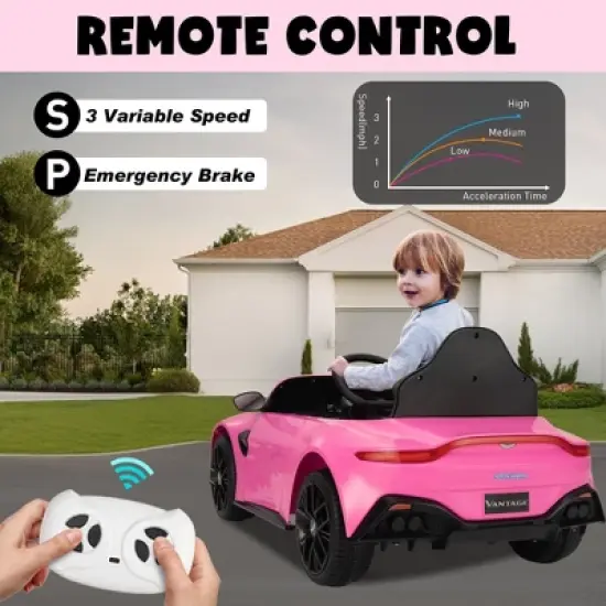 Sandinrayli 12-Volt Kids Ride on Toy Car Electric Car Licensed Aston Martin with Remote Control and LED Lights image {2}
