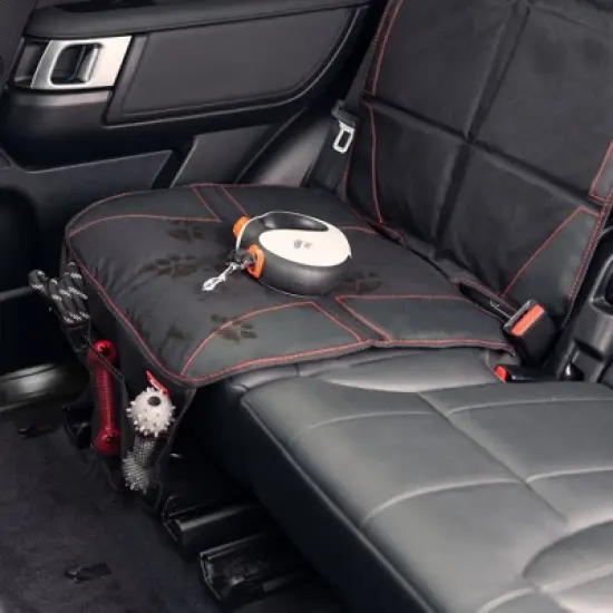 Diono Ultra Mat Full Size Car Seat Protector for Under Car Seat with 3 Mesh Storage Pockets Crashed Tested - Black image {7}