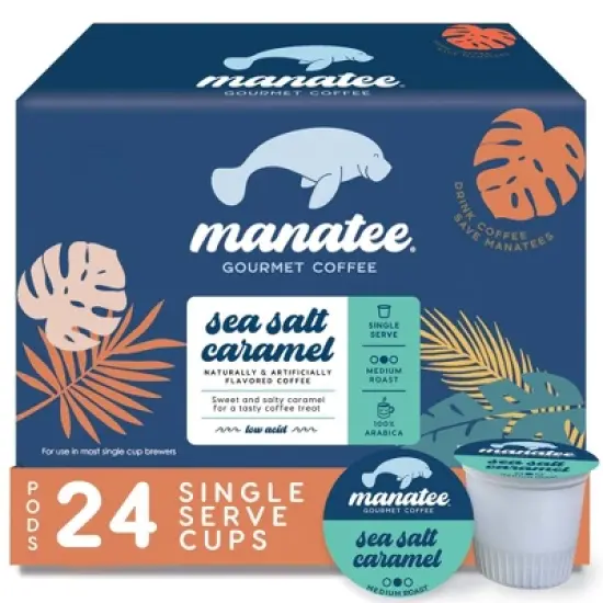 Manatee Gourmet Coffee Sea Salt Caramel Flavored Medium Roast Coffee Pods - 24ct image {8}