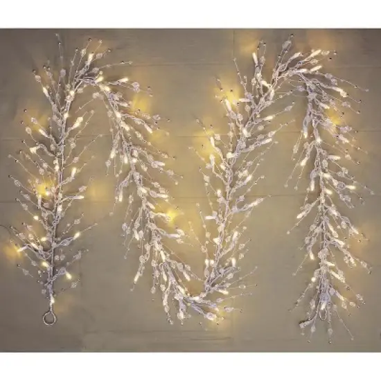 GE StayBright 100LED Glitter Gem Garland 9FT Warm White/White Wire image {4}