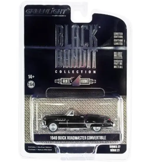 1949 Buick Roadmaster Convertible Black Metallic "Black Bandit" Series 27 1/64 Diecast Model Car by Greenlight image {2}
