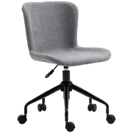 Vinsetto Home Office Chair, Swivel Task Chair with Adjustable Height and Armless Design for Small Space, Living Room, Bedroom, Gray image {3}