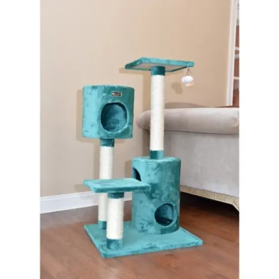 Armarkat Real Wood Cat Tree Condo House With 2 Private Condos 43" Green A4301 image {4}