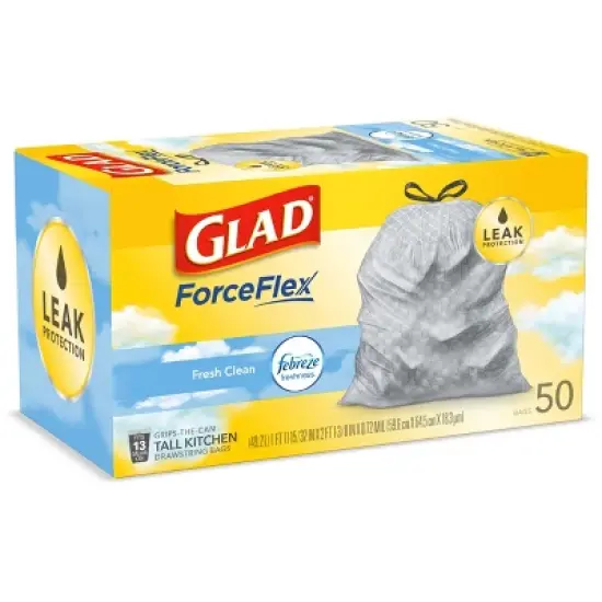 Glad ForceFlex Tall Kitchen Drawstring Trash Bags - Febreze Fresh Clean - 13 Gallon image {2}