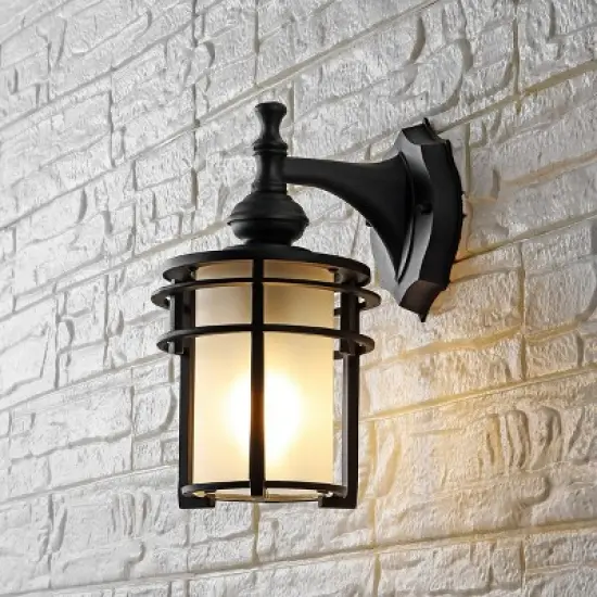 Adisyn 8" Outdoor Sconce (Set of 2) - PLT4025 - Black - Safavieh image {2}