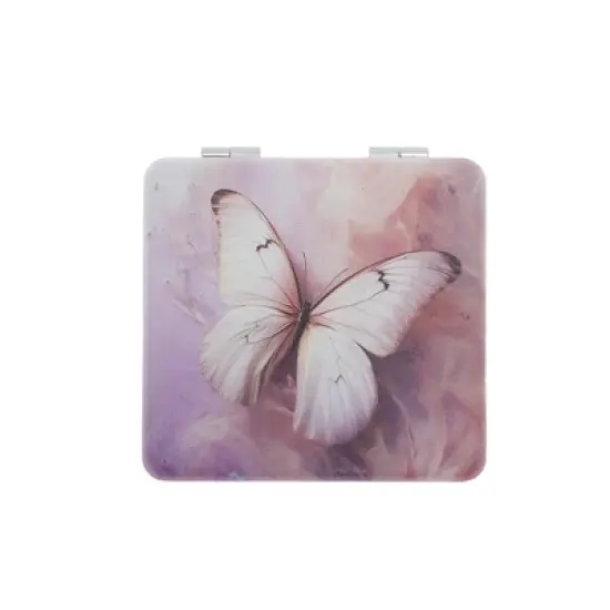 Unique Bargains Folding Retro Butterfly Makeup Mirror Purple Pink 1 Pc image {3}