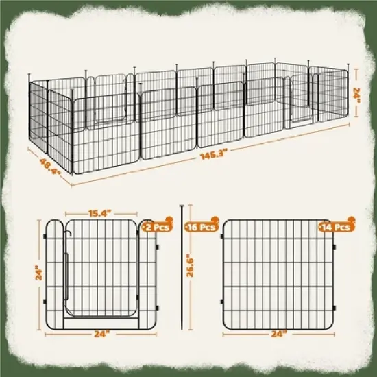 Yaheetech 24&Prime; Tall 16 Panels Foldable Panel Dog Playpen for Outdoor Indoor image {2}