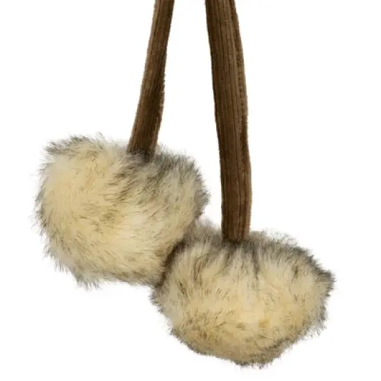 Northlight Faux Fur Christmas Stocking with Pom Poms - 20.5" - Beige and Brown image {4}