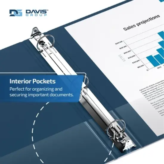 Premium Economy 3" Round Ring Binder 6pk Navy Blue: Davis Group, Hard Cover, 600 Sheet Capacity, 2 Pockets, Polypropylene image {5}