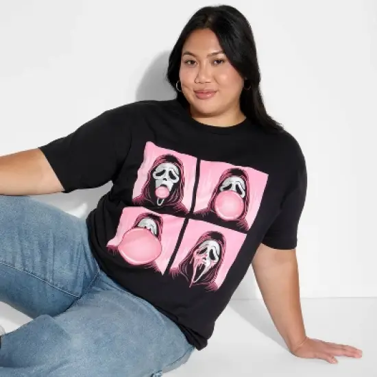 Women's Ghostface Boyfriend Short Sleeve Graphic T-Shirt - Black image {4}