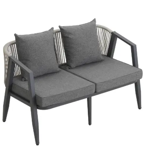 FIONECA U_STYLE Durable Outdoor Seating Set with Gray Cushions &uml;C Comfortable Patio Furniture for Garden, Lawn, and Poolside image {9}