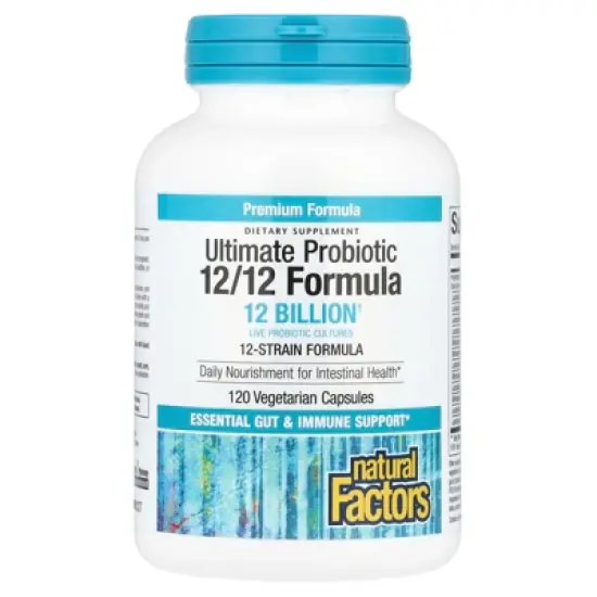 Natural Factors Ultimate Probiotic, 12/12 Formula, 12 Billion CFU, 120 Vegetarian Capsules image {2}