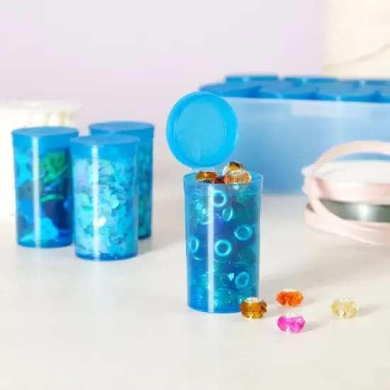 Juvale 30 Pack Empty Pill Bottles with Pop Top Caps, 19 Dram Prescription Medicine Containers (Blue) image {2}