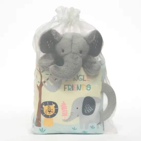 Lambs & Ivy Jungle Friends Developmental Soft Book & Elephant Plush Toy Gift Set image {1}