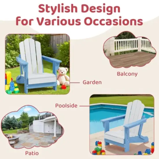 Hyleory Kids' Outdoor Adirondack Chair - Durable HDPE Kids' Patio Chair image {4}