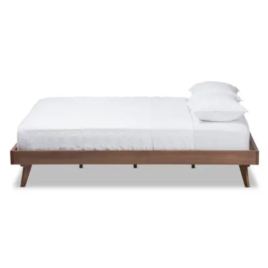 Jacob Mid - Century Modern Walnut Finished Solid Wood Bed Frame - Baxton Studio image {1}