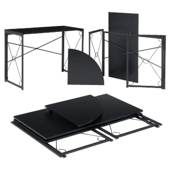 VECELO L-shaped Corner Computer Desk Home Office Writing Workstation, 59 inch Gaming Table image {6}