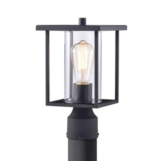 C Cattleya 1-Light 7 in. Black Outdoor Post Light with Clear Glass image {7}