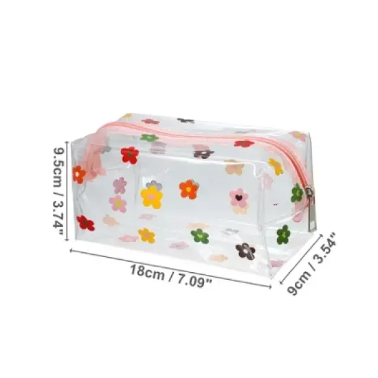 Unique Bargains Portable PVC Clear Makeup Bag Flower Assorted Color 1 Pc image {1}