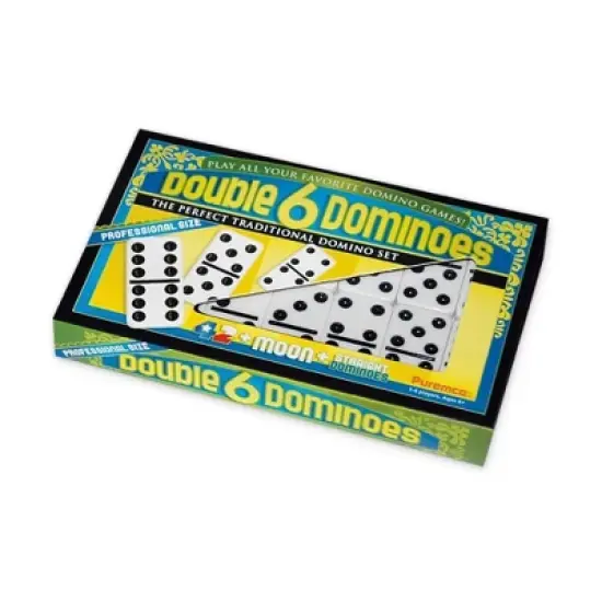 Puremco Double 6 Black Dot Dominoes - Professional Size Board Game: Includes Storage Case, Instructions, 1-4 Players image {7}