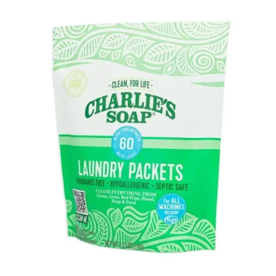Charlie's Soap Unscented Laundry Packets - 60ct/2.6lbs image {3}