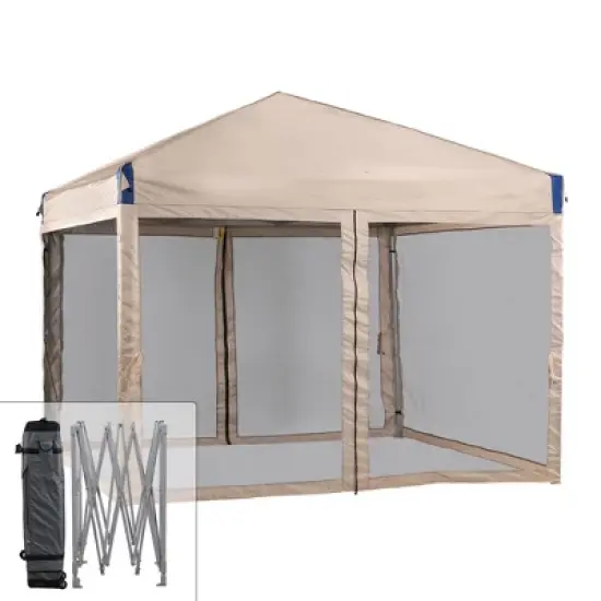 Aoodor 10' x 10' Pop Up Canopy Tent with Removable Mesh Sidewalls, Portable Instant Shade Canopy with Roller Bag image {9}