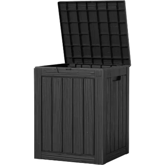 28 Gallon Deck Box, Lockable Waterproof Outdoor Storage Box for Patio, Garden Tools, UV Resistant, Black image {8}