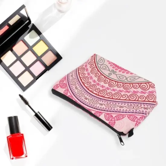 Unique Bargains Flower Printed Makeup Bag Pink 1 Pc image {3}