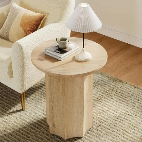 Tribesigns Round End Table, Wooden Side Table with Octagonal Base, Modern Nightstand for Living Room, Bedroom, Easy Assembly image {6}