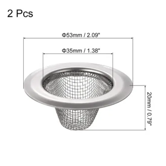 Unique Bargains Stainless Steel Mesh Durable Rust-Proof Kitchen Sink Strainer 2 Pcs image {1}