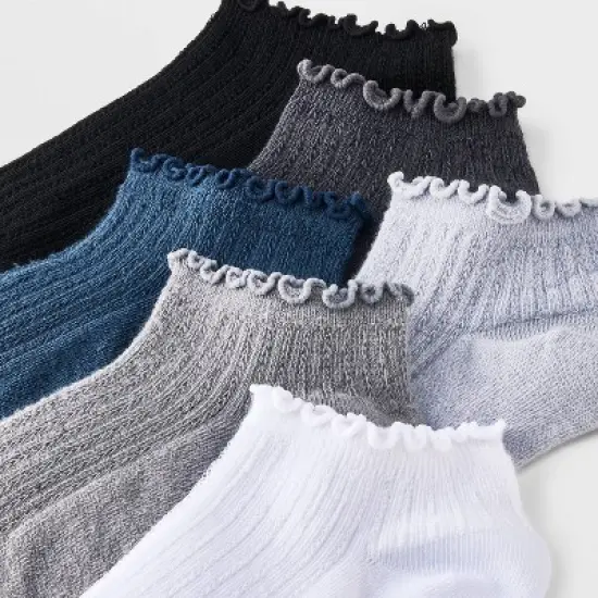 Women's Pointelle Lettuce Edge 6pk Low Cut Socks - A New Day&trade; 4-10 image {2}