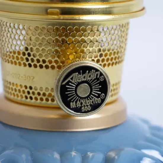 Aladdin Georgia Blue Genie II Oil Lamp for Shelf or Table, Indoor Emergency Lighting, Limited Edition in Blue Glass with Chrome or Brass Finish image {2}