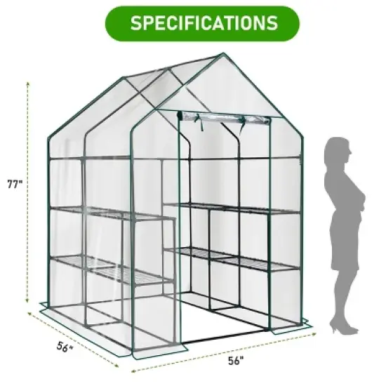 SEVOBAL Greenhouse Outdoor Durable PE Plant Green House for Frost Protection Shelf Clips Roll-up Zipper Door Walk-in for Planter, Clear, 99"*37"*13" image {2}