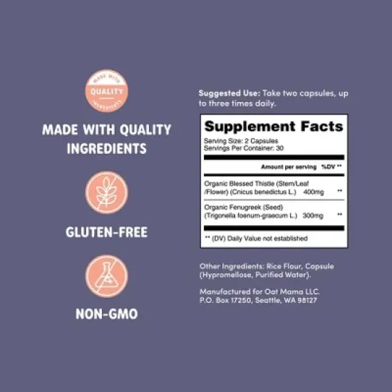 Oat Mama Slay Mama Lactation Supplements - 60ct image {2}